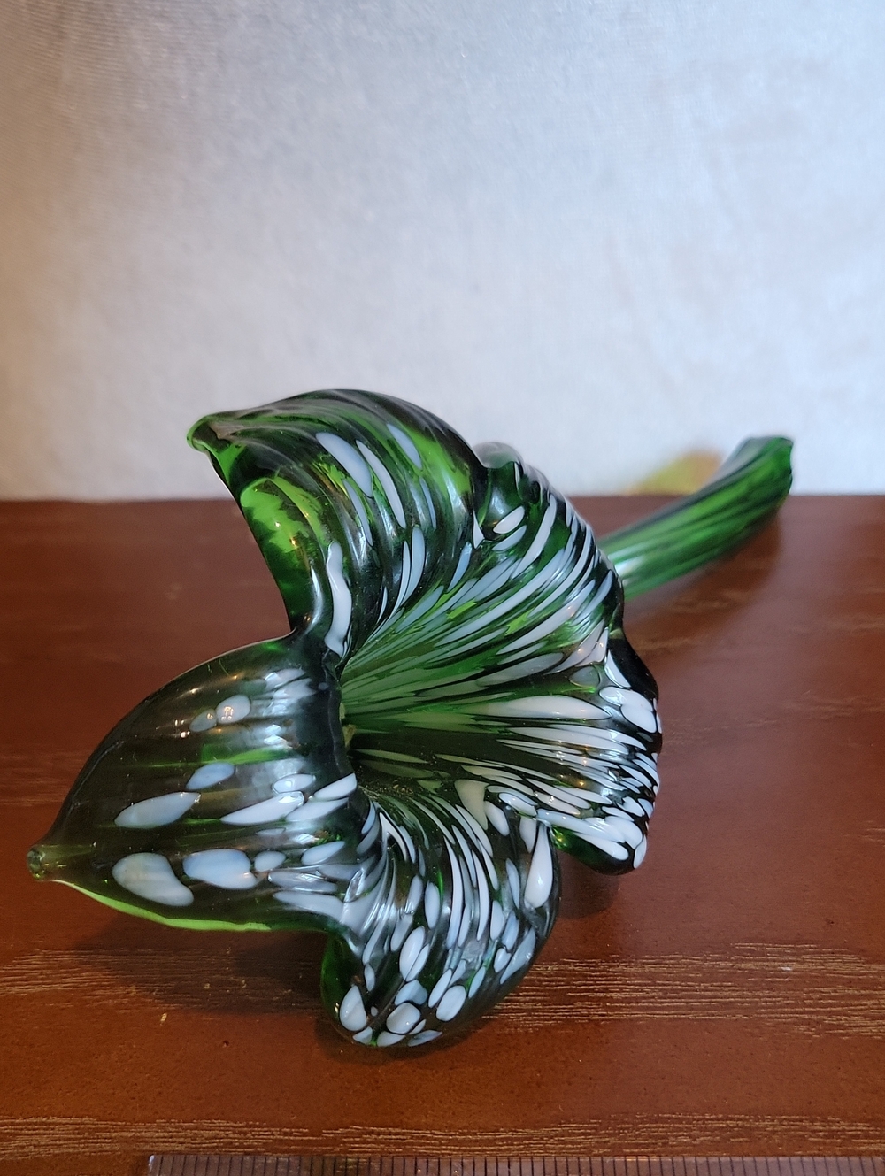 Handblown Green Glass Calla Lily Sculpture by